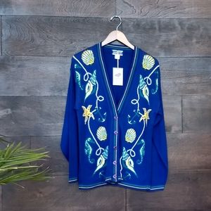 Pendleton Nautical Themed Royal Blue Cardigan